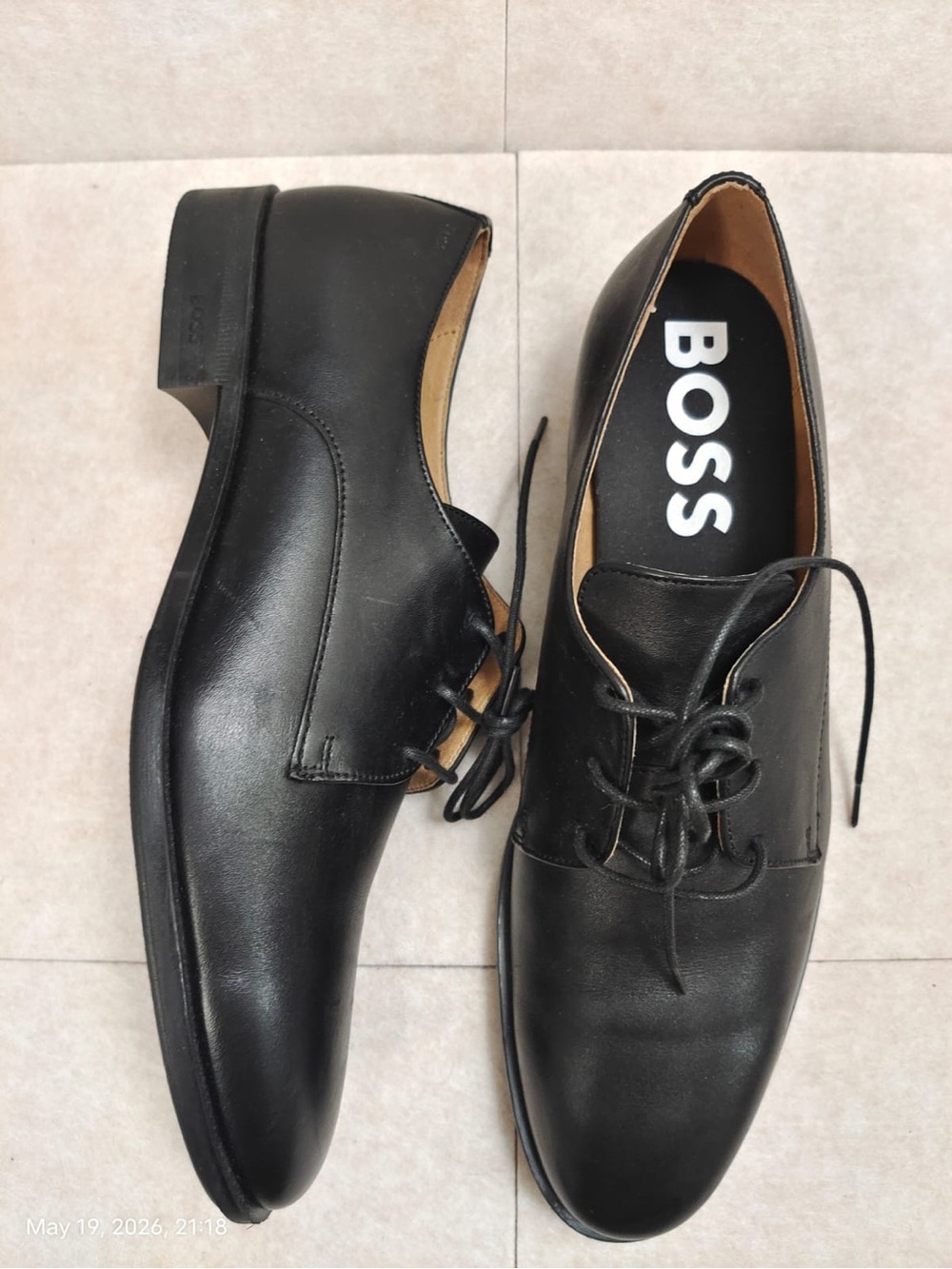 Boss Colby Leather Derby Mens Size 10 Black Leather Worn Once in excellent condi